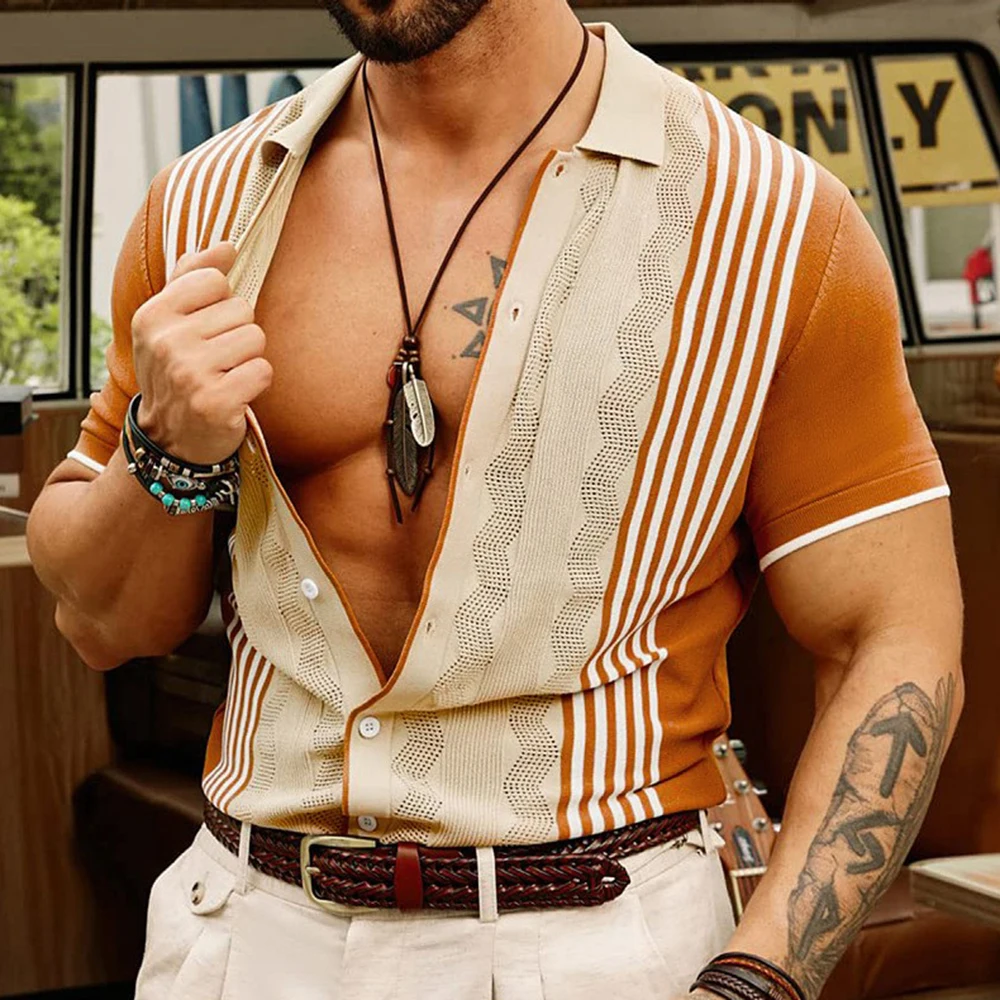 2025 ฤดูร้อนใหม่แนวโน้มNon-Pilling Coolผ้าไหมธุรกิจเสื้อโปโลAmerican Streetแฟชั่นMens Y2k Casualถักเสื้อกันหนาวtop