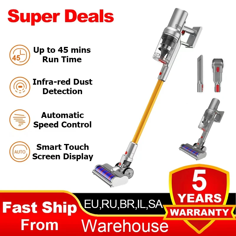 Cordless Handheld Stick Vacuum Cleaner Liectroux i10, Smart Dust Sensor,27KPa,Touch Screen,Suit for Carpet,Floor,Car & Pet Hair