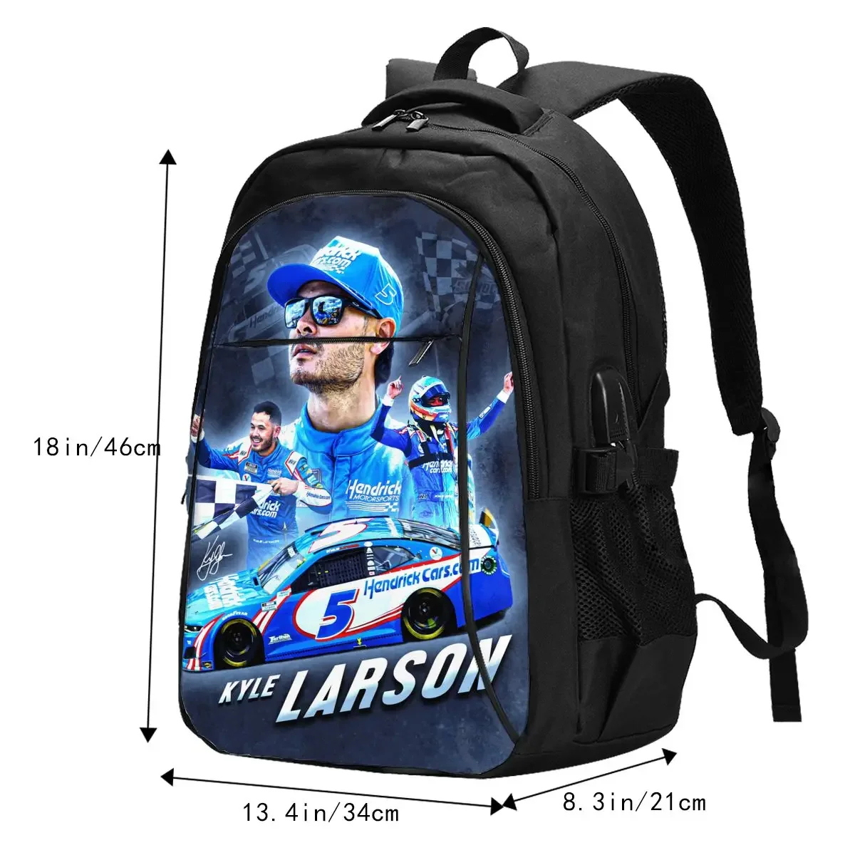 Kyle Larson 5-防水ラップトップバックパック,USB充電ポート付きビジネスバックパック,男性と女性のための大学バッグ