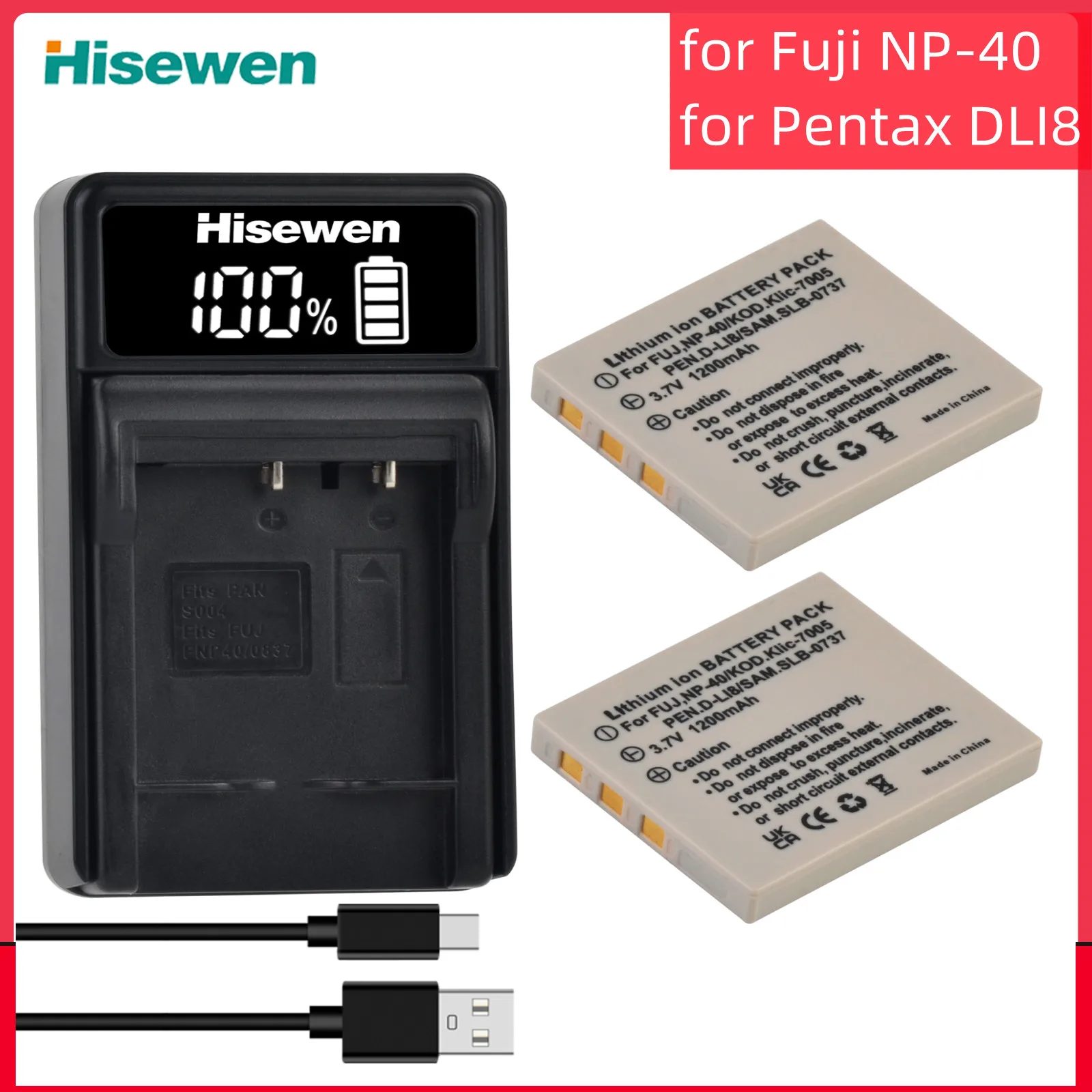 FNP-40 NP-40 NP40 Battery+Charger for FinePix F402 F455 F460 F470 F480 F601 F610 F650 F710 F810 Z1 Z2 Z3 Z5 V10 J50