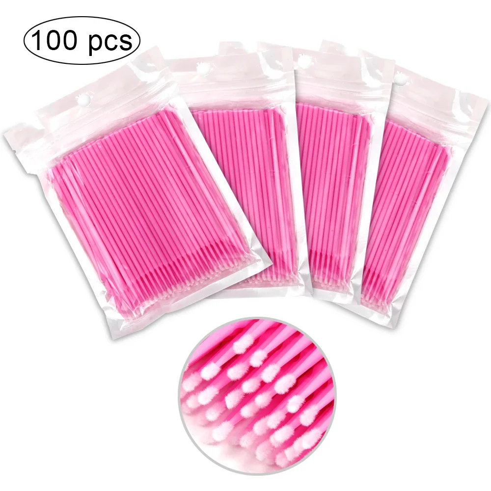 50/100Pcs Disposable Eyelash Brush Lash Removing Swab Micro Brush MicroBrush Individual Eyelash Extension Supplies Makeup Tool