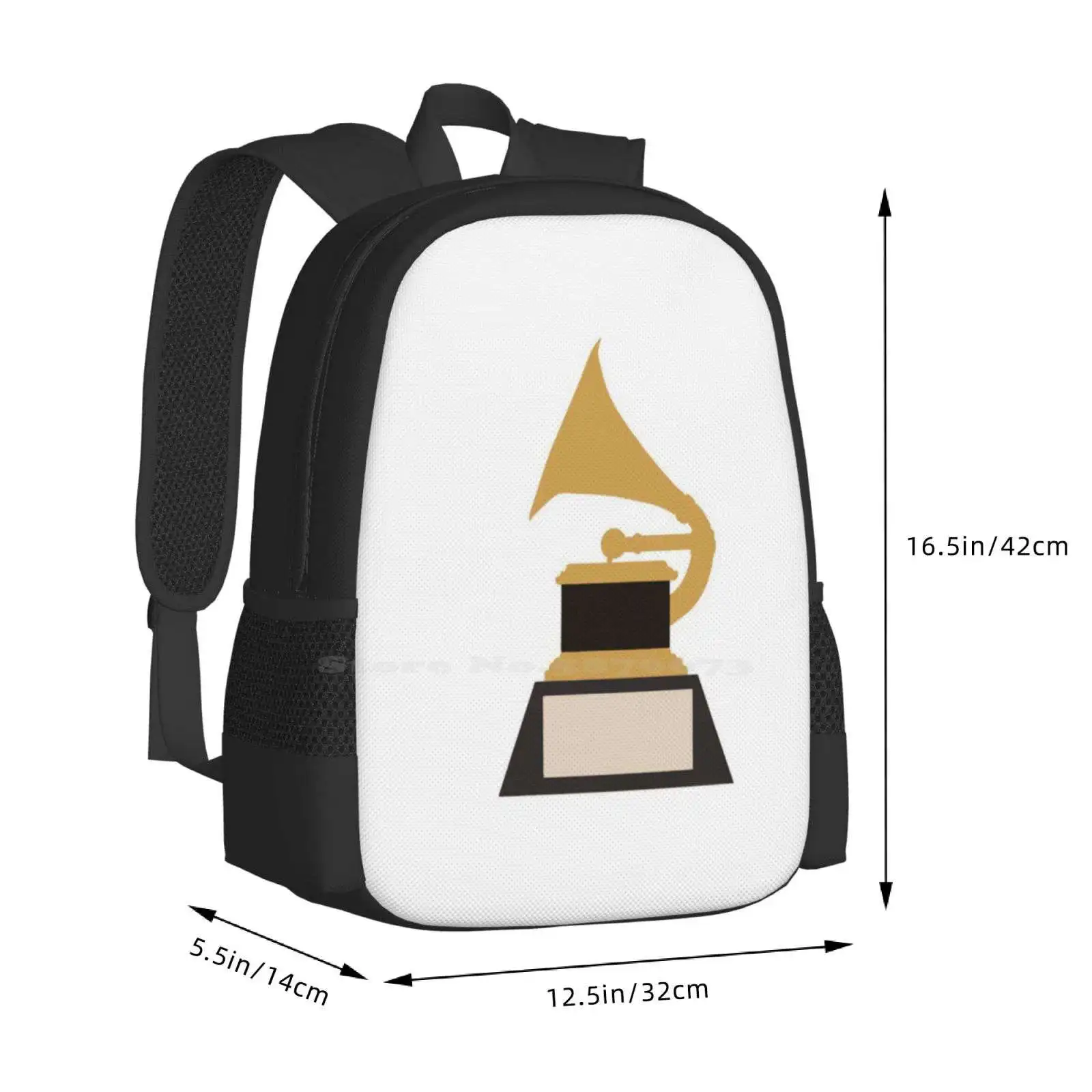 Bolsa Escolar con diseño de patrón de premio Grammy, bolsa de premios minimalistas simples de oro 2021, ganador de música