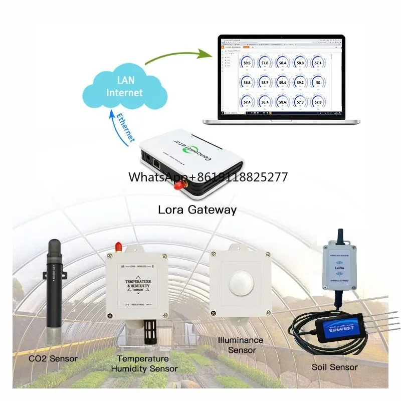 Lora Agricultura Solo PH e Analisador CE, Sensor de Umidade de Temperatura, 4 em 1 Testador de Solo