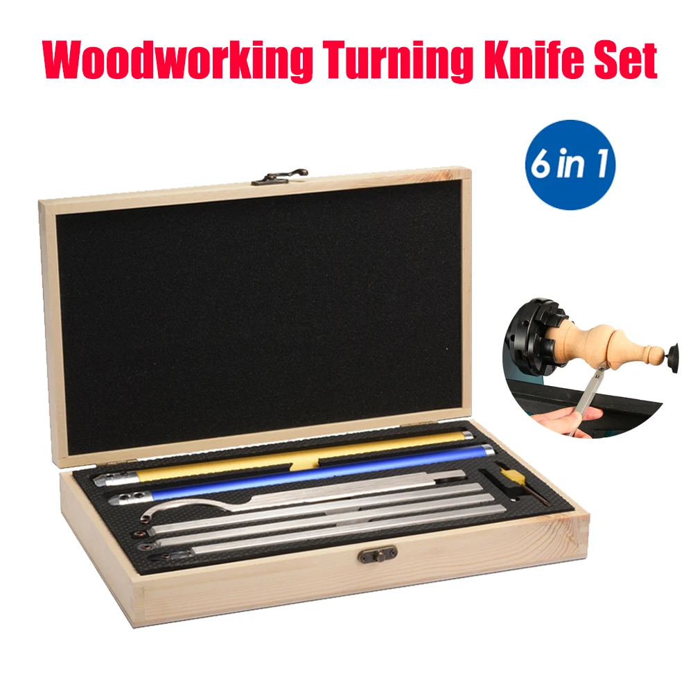 SALE 6 IN 1 Woodturning Tools Set Woodworking Chisel Carbide Inserts Cutter Stainless Steel Bar Wood Turning For Lathe CN