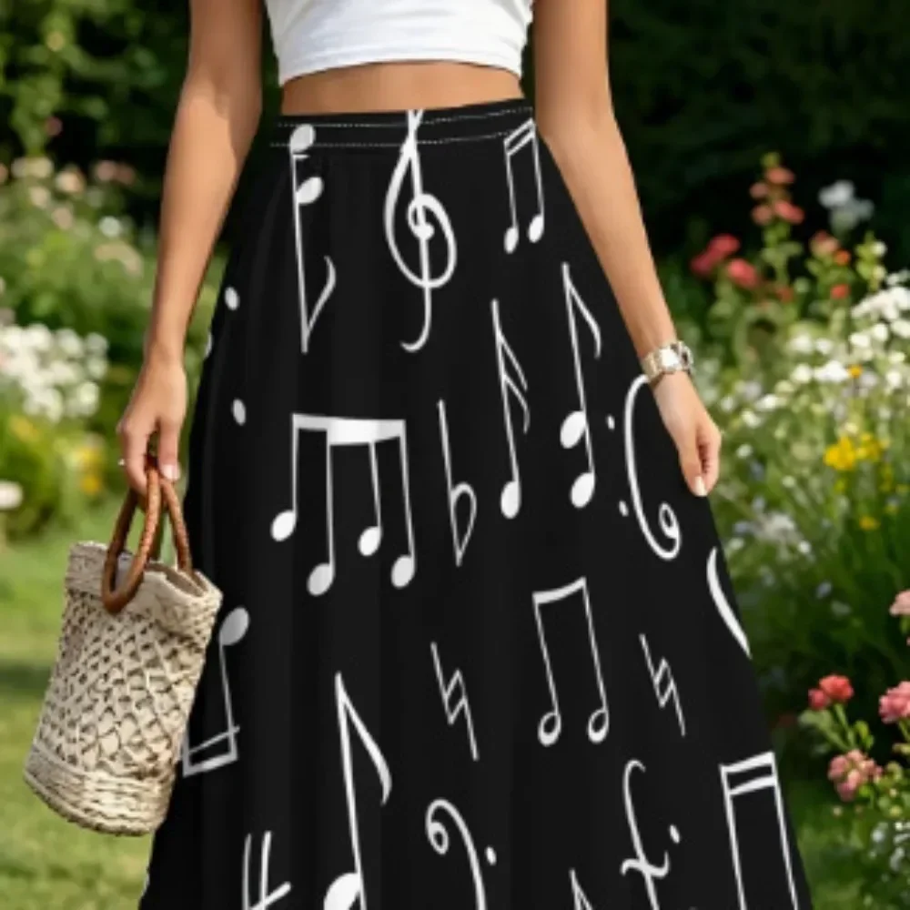 Women Rose Print Maxi Skirt High Waist Draping Large Swing Umbrella Skirt Summer Elegant Commute Vacation Soft Breathable