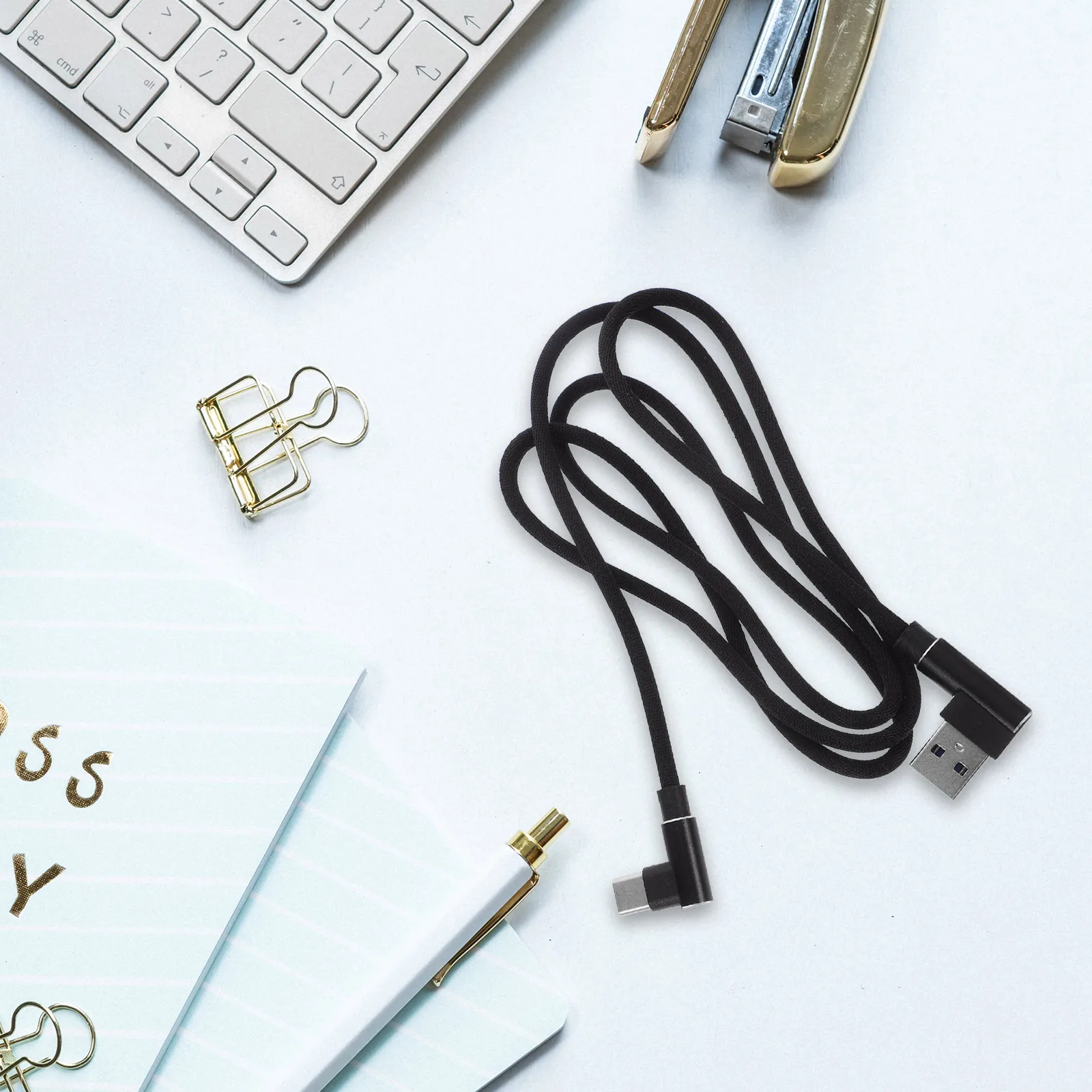 

1M Right Angle USB Type C Cable Braided USB 2.4 A to 90 Degree USB-C Data Cable Cord for P20/P20 10 S9/ Note 8 G6