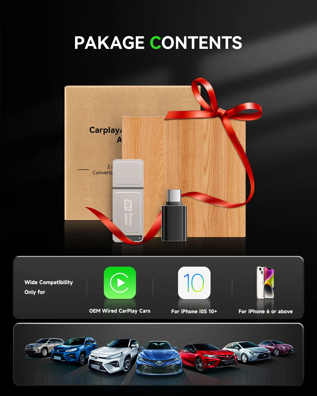 2025 Upgrade- Wireless CarPlay Adapter Plug & Plug Auto Connect No Delay Converts Wired to Wireless Compatible iPhone &Android