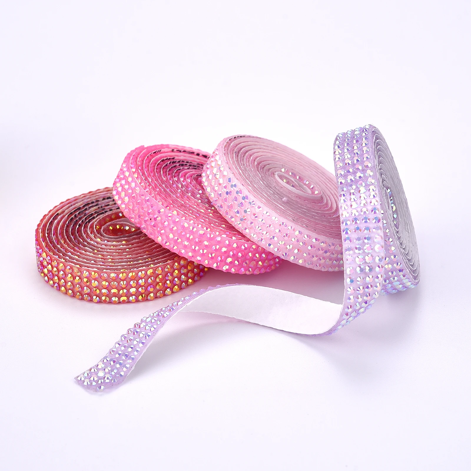 New 91cm Back Self-Adhesive Rhinestone Sticker Ribbon Strip Jelly Color Diamond For Arts/Crafts DIY Event Car Phone Shoes Decor