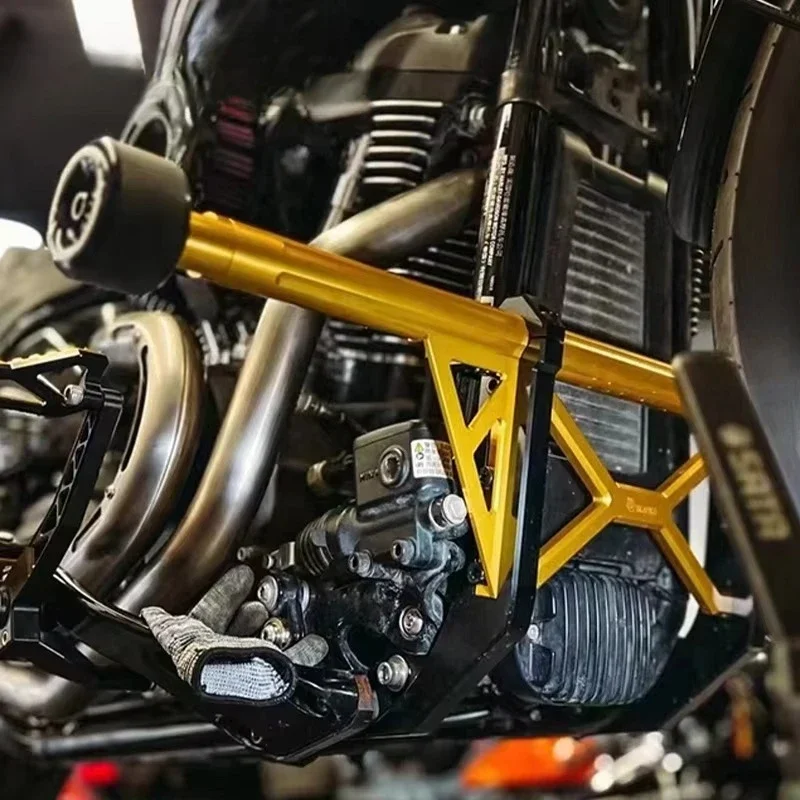Black3 Motorcycle Front Forged Billet Aluminium Crash Bar 18-UP Softail Low Ride/Street Bob ClubStyle Guard Crash Bar FXLR/FXBB