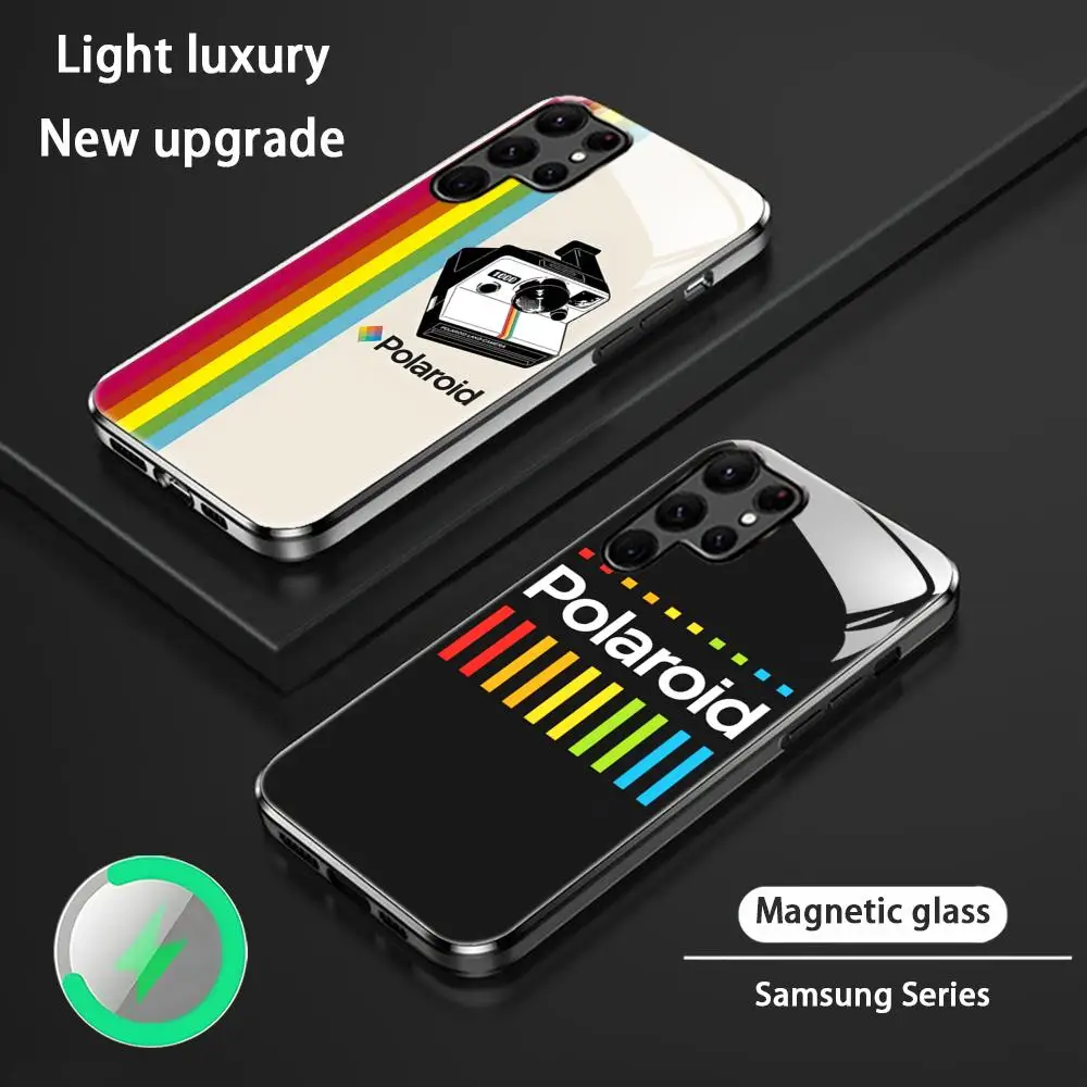 Camera Brand Phone Case For Samsung S26 S25 S24 S23 S22 S21 S20 Plus Ultra P-Polar-oid Glass Magnetic Case