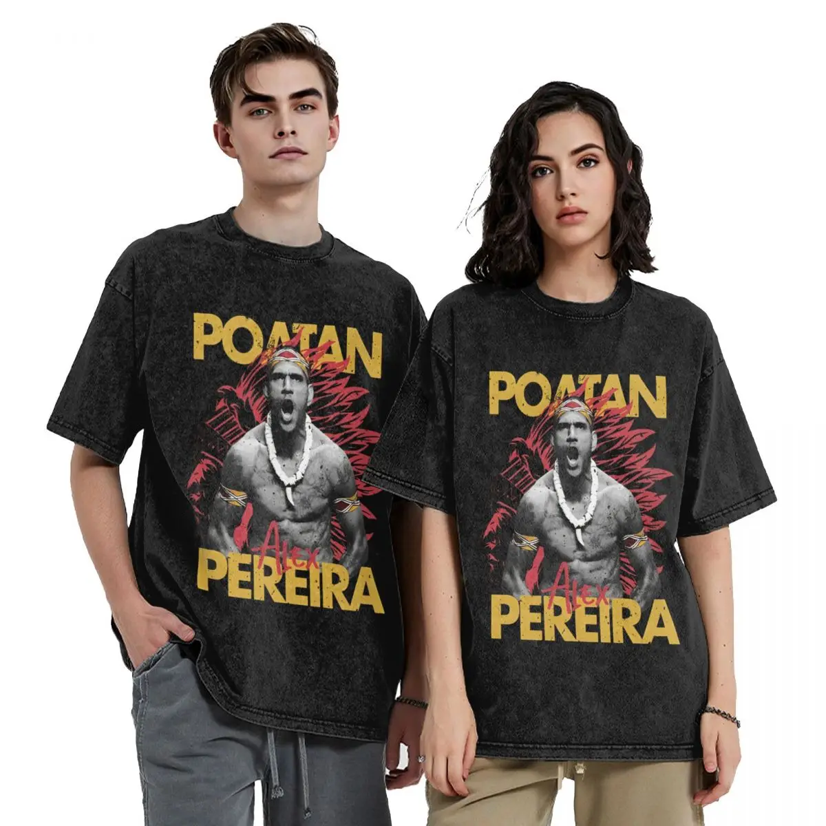 Stylish Alex Pereira Poatan Chama Apparel Shirt Washed Style for Men Women T-Shirt Novelty Top Tees Streetwear