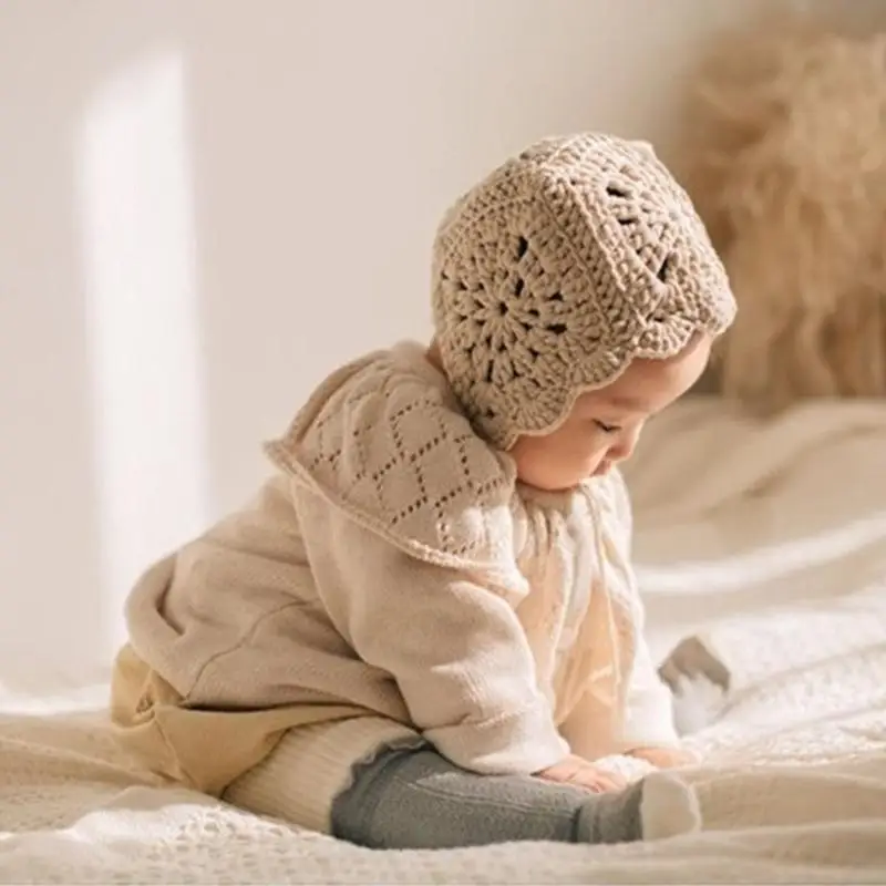 T8UD Topi Bayi Gaya Korea Topi Bayi Rajutan Hangat Lembut Topi Beanie Bayi Balita Nyaman Lucu untuk Anak Laki-laki Perempuan 2