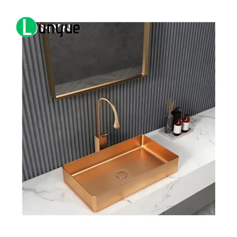 Luxury Rose Gold Stainless Steel SUS304 Countertop Sink Bathroom Basin Factory Direct Sales Durable Modern Vanity Washbasin