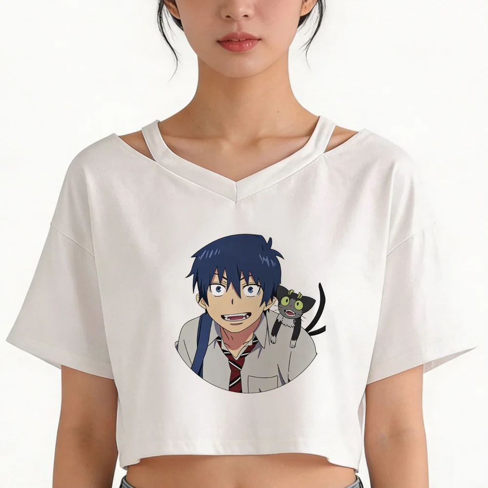 Camiseta corta Ao No Exorcist, estilo gótico juvenil, barata, estilo dollette, manga japonesa, anime, estilo baddie, gráfico de los años 2000