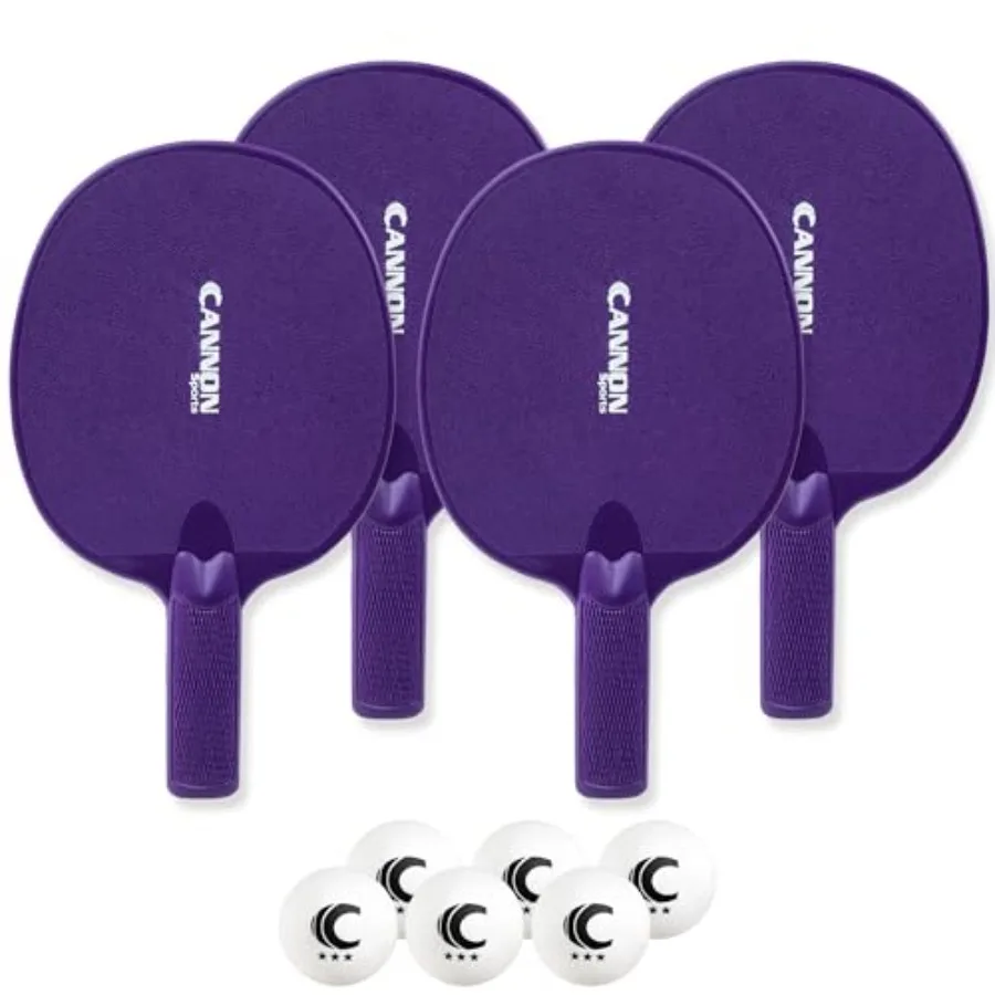 

Unbreakable Table Tennis Paddle Set - 4 Rackets with 6 Pack of 3-Star Table Tennis Balls Portable Set for 4 Players