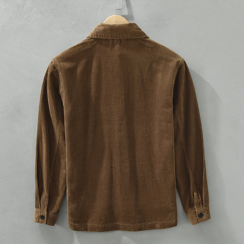 2023 Herfst Nieuwe Corduroy Effen Kleur Shirts Voor Mannen Kleding Grote Zakken Streetwear Man Gratis Shiping