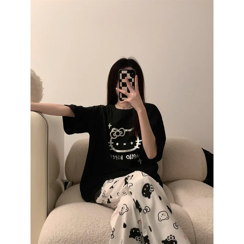 Sanrio neue Hallo Kitty Damen Pyjamas leichte lässige süße Cartoon bequeme erfrischende nach Hause atmungsaktive Pyjamas