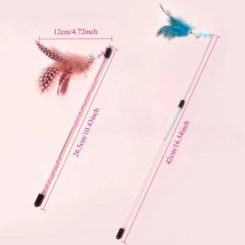 New Cat Toys Feather Cats Sticks Retractable Handle Cats Toy Feather Interactive Cat Toys with Kitten Teaser Toy Pet Products - 2