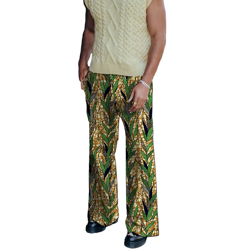 Design original calças de alta costura africana calças de perna larga masculina na moda impressão festa wear personalizado desempenho wear
