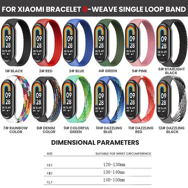 Braided Solo Loop for Xiaomi Mi Band 8 9 Strap Replacement accessories Elastic Nylon Watchbands correa bracelet for Miband 8 NFC image 6