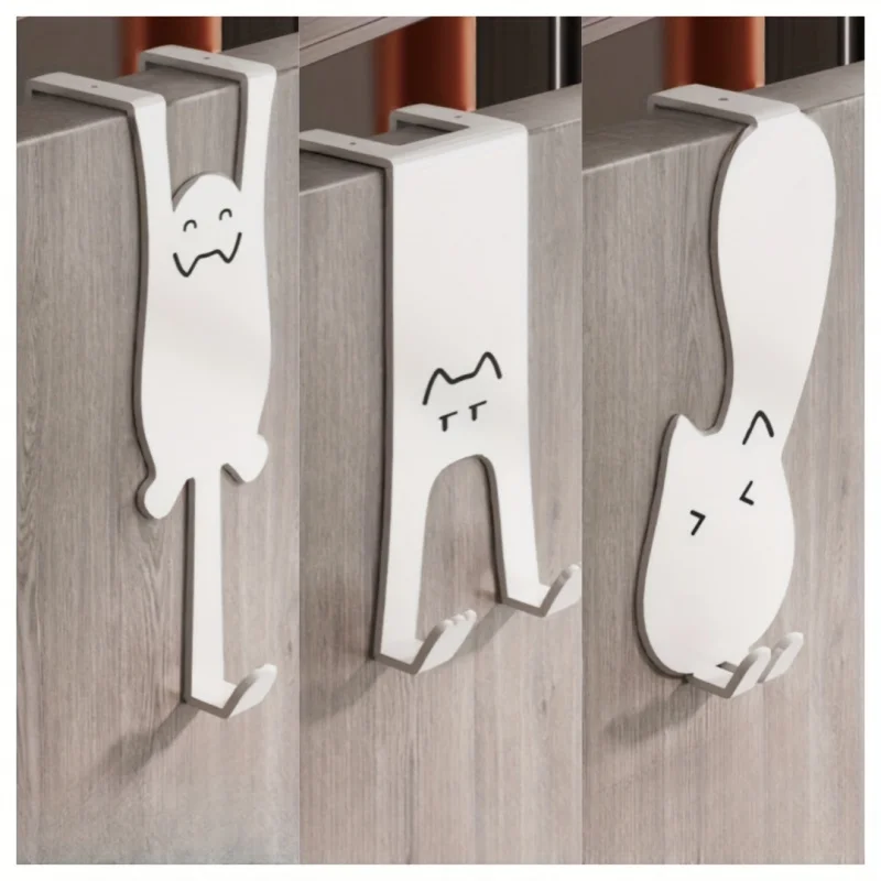 1/6 piece door hook, door hook storage rack without drilling, kitchen cabinet, door hanging clothes rack, storage clothes cap, k view 5