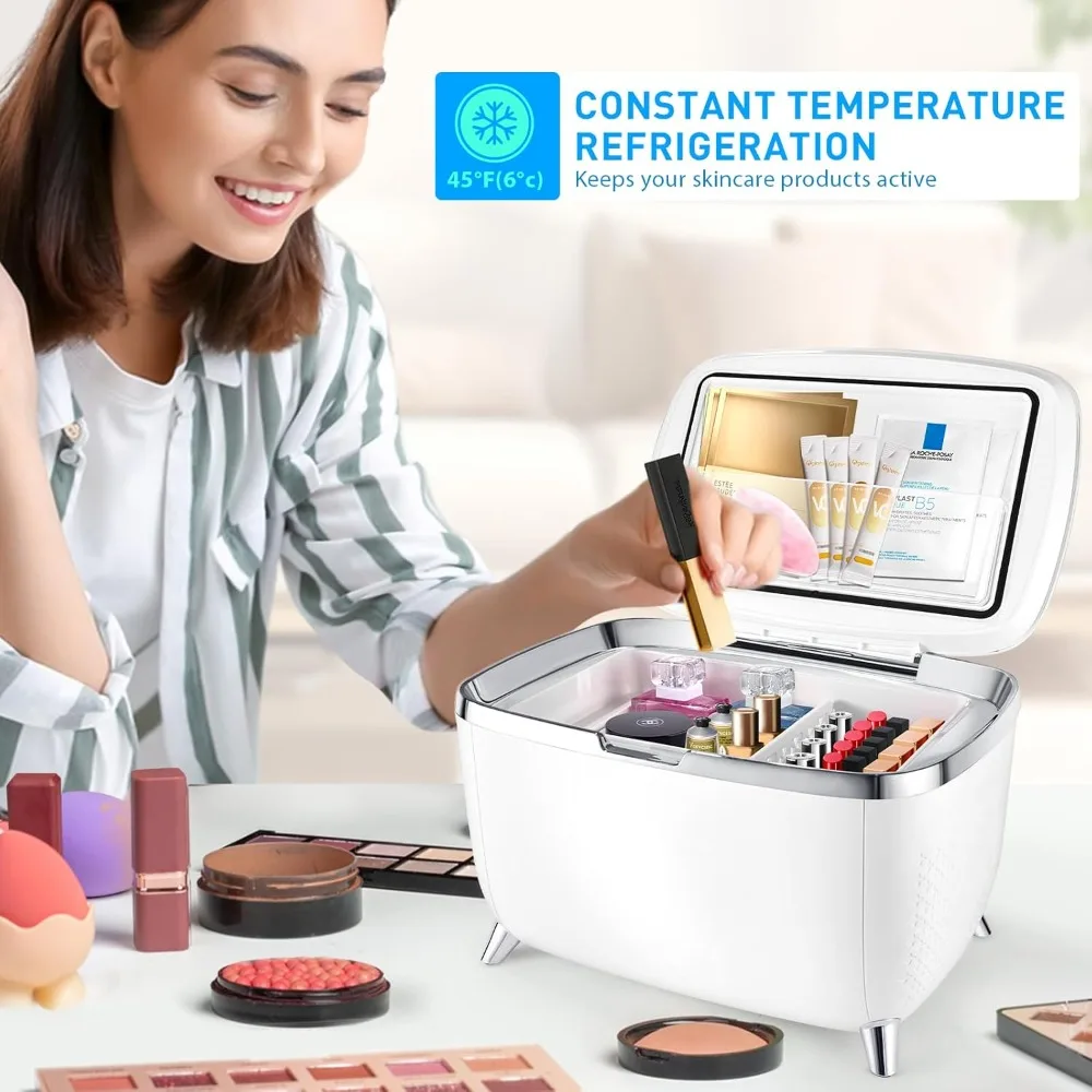 Mini geladeira para cuidados com a pele de 6 litros, geladeira cosmética, refrigerador portátil para maquiagem para produtos de beleza, casa, escritório