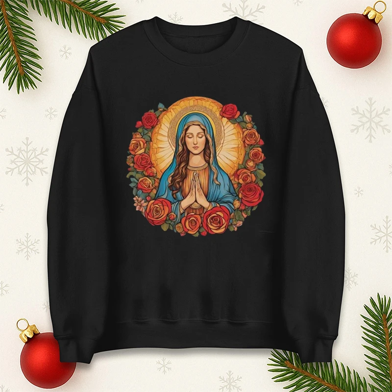 Sweat Catholique Sweat Vierge Marie Hombre Sudadera Mujer Sudadera Thermal Shirt Promo Clothes Women's Clothes Sweater
