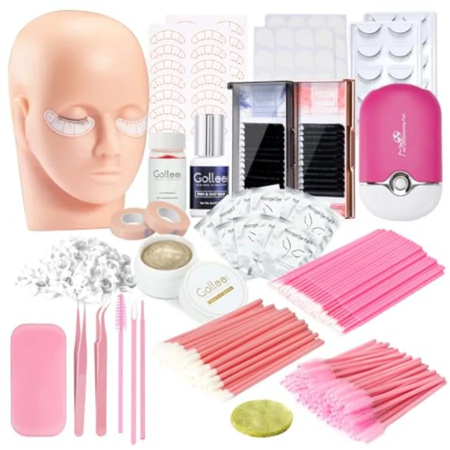 ชุดต่อขนตาสำหรับมือใหม่: อุปกรณ์ฝึกหัดต่อขนตาแบบเหมือนจริง พร้อมแหนบ กาว และอุปกรณ์ฝึกซ้อม