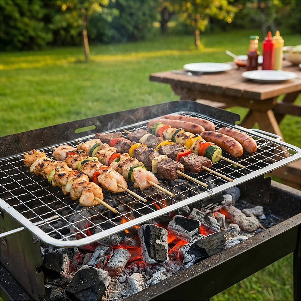 Durable Disposable Barbecue Net Square Lightweight Grilling Net Edge Binding Grill Racks