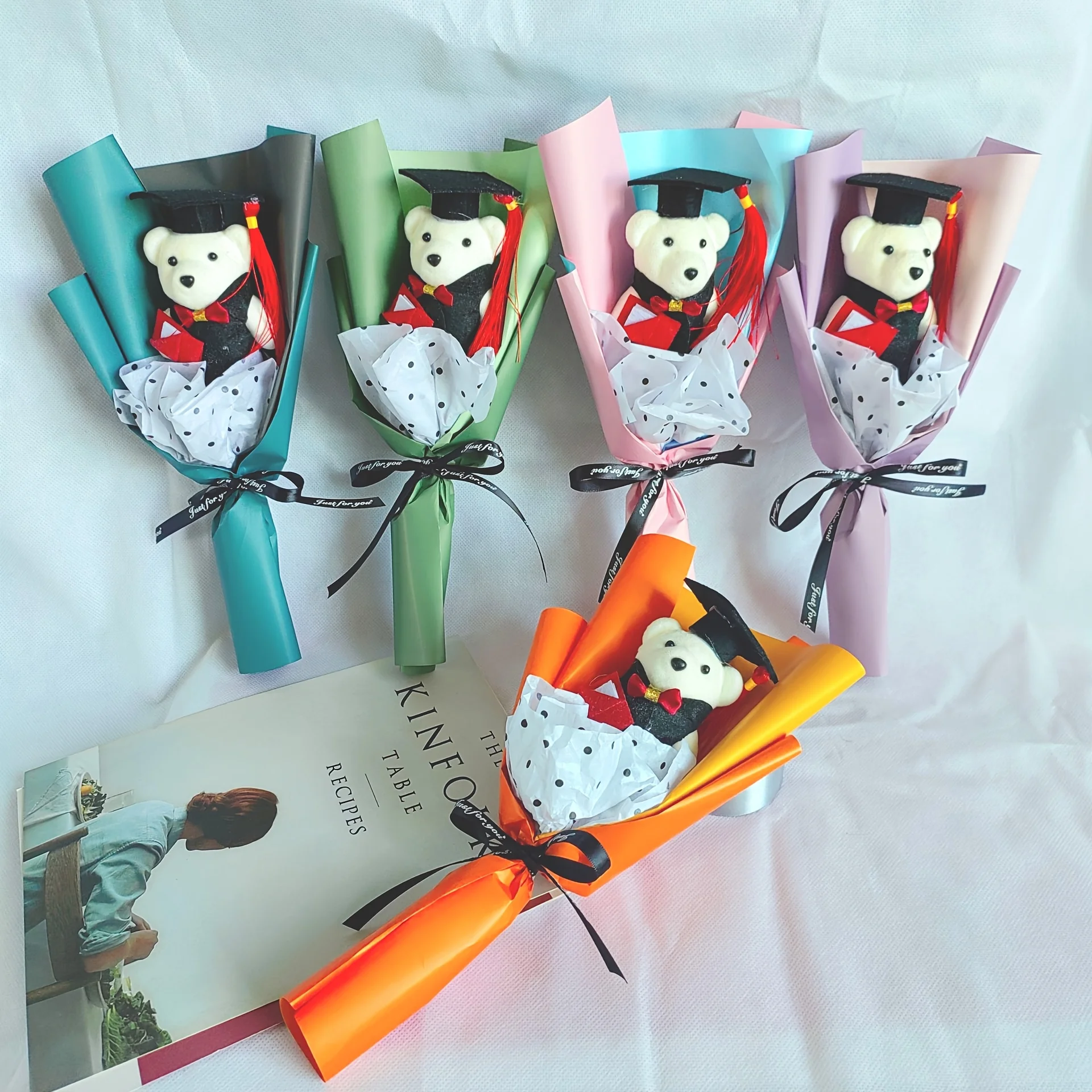 باقة دمية دب الدبتوراه لموسم التخرج 1، مناسبة للمناسبات المدرسية وديكور الحفلات، هدية موسم التخرج