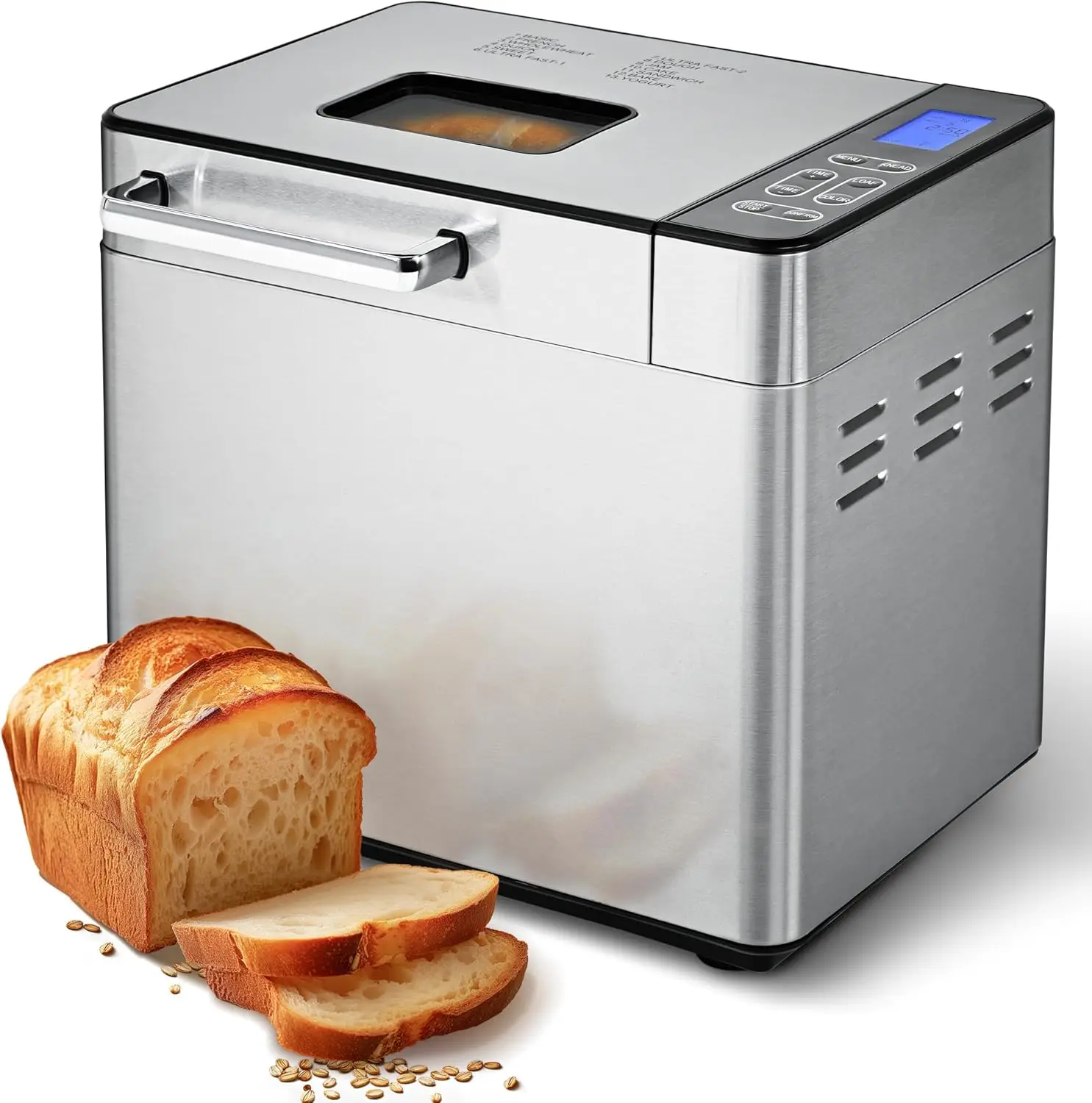 Máquina para hacer pan Máquina para hacer pan de 13 programas de 2 lb, máquina para hacer pan con 3 tamaños de pan y 3 colores de corteza, máquina para hacer pan con frutas y nueces