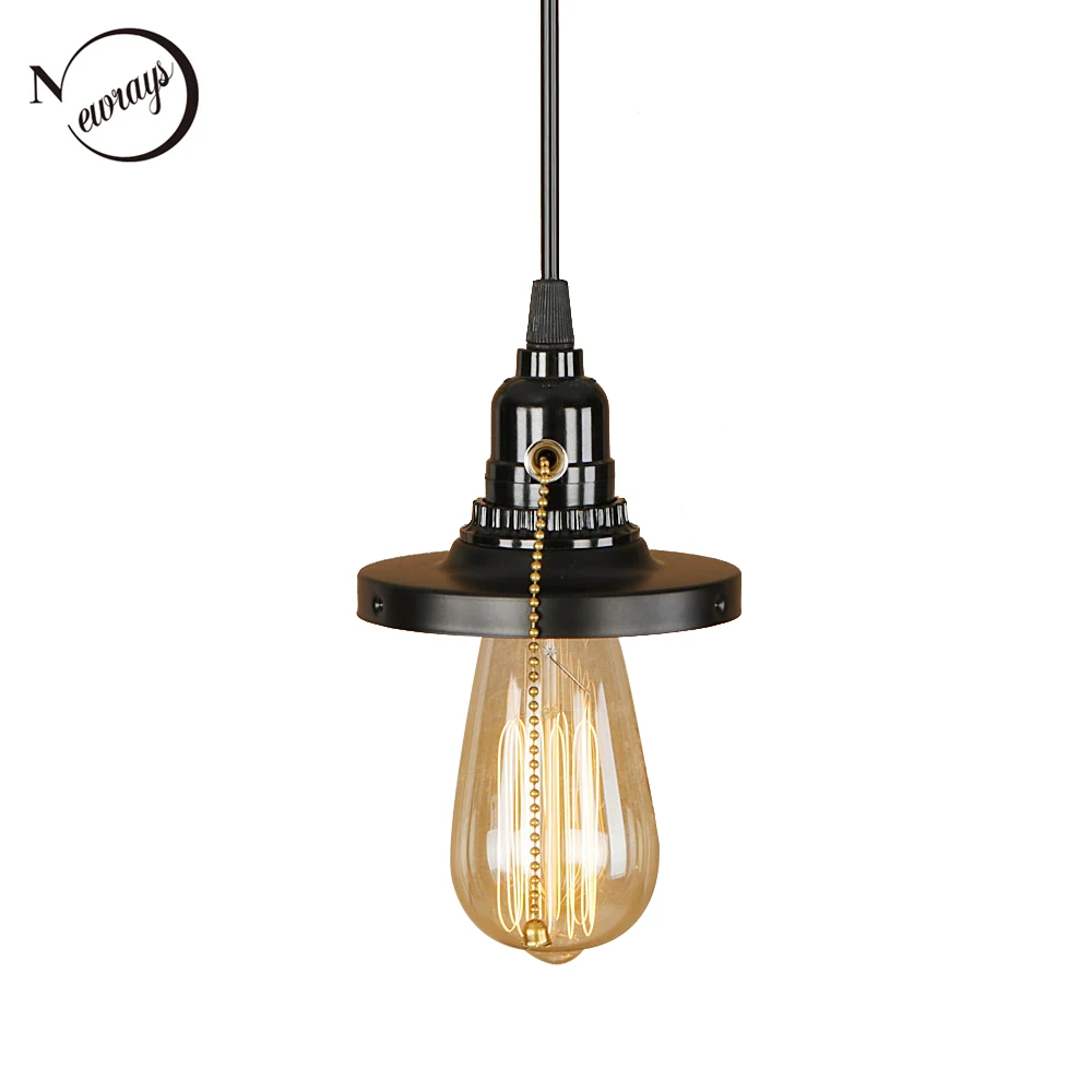 

Vintage iron black pendant light simple industrial hanging lamp for living room restaurant bedroom shop hotel kitchen