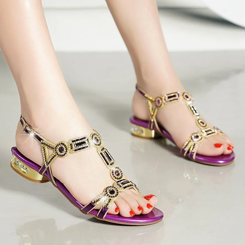 Chaussures à plateforme plate non ald pour femmes, sandales en biscuits confortables, sangle en T, sandales carrées à talons bas, chaussures de fête
