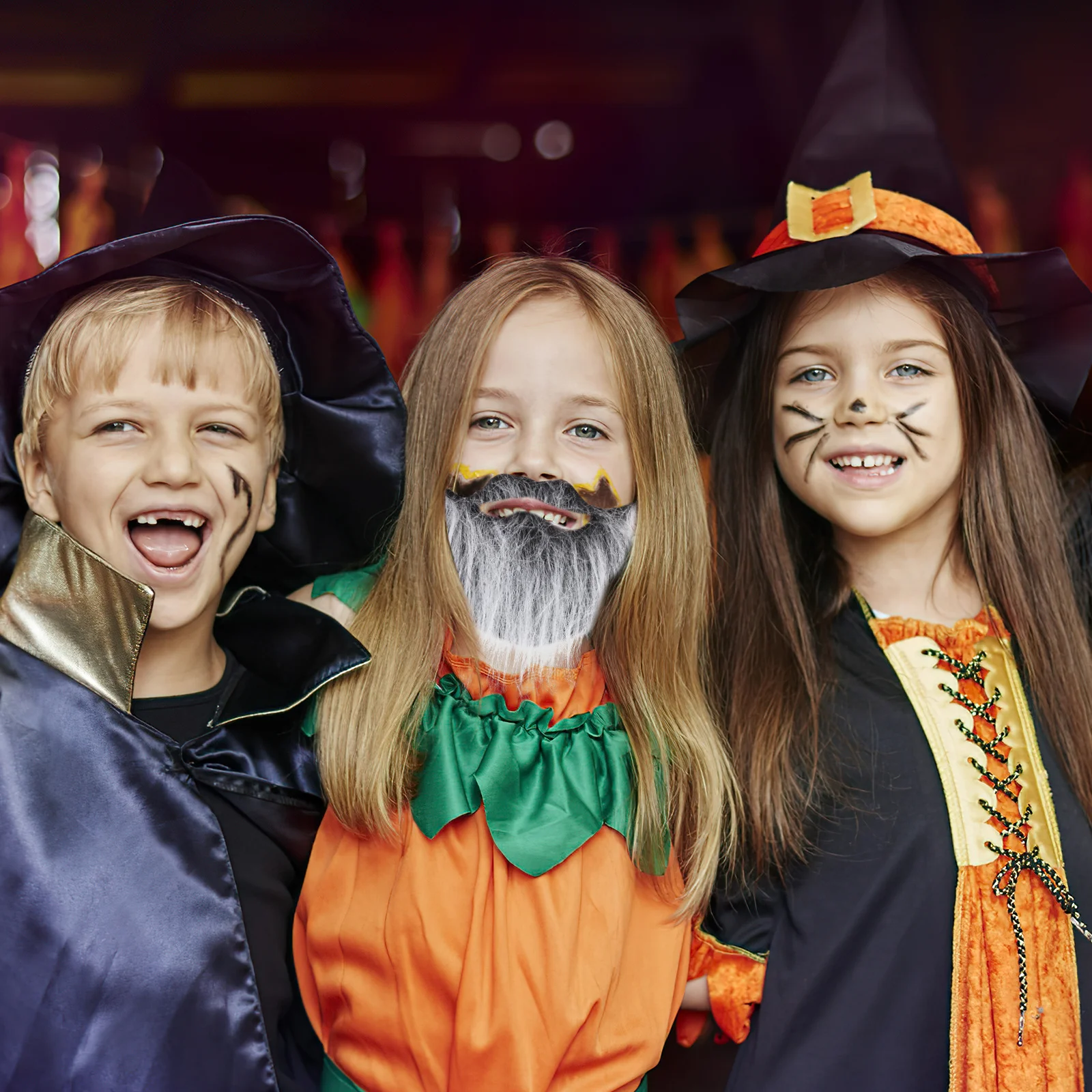 3 szt. Sztuczne wąsy i broda na Halloween, przebranie, akcesoria na imprezę, przyjazne dla skóry, rękodzieło dla dzieci, wąsy dla dzieci