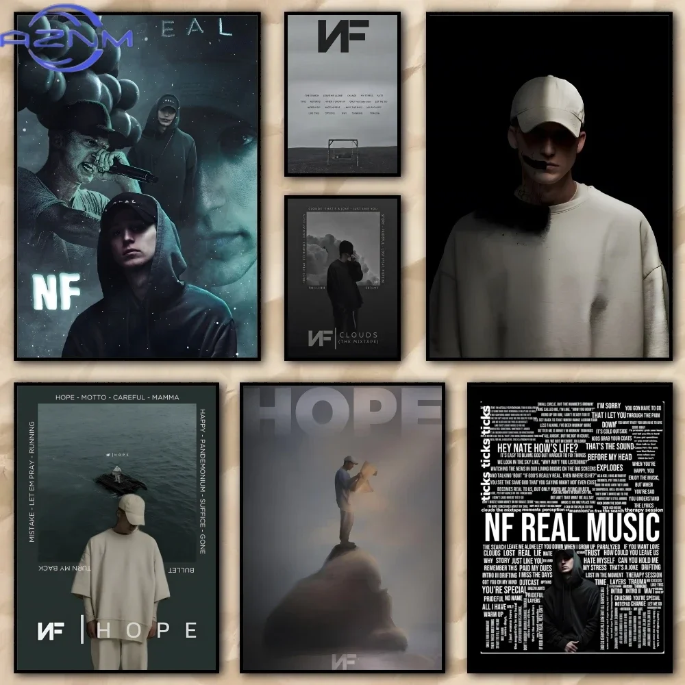 NF Rapper Painting Calligraphy HD Poster living room bedroom bar aesthetic decoration