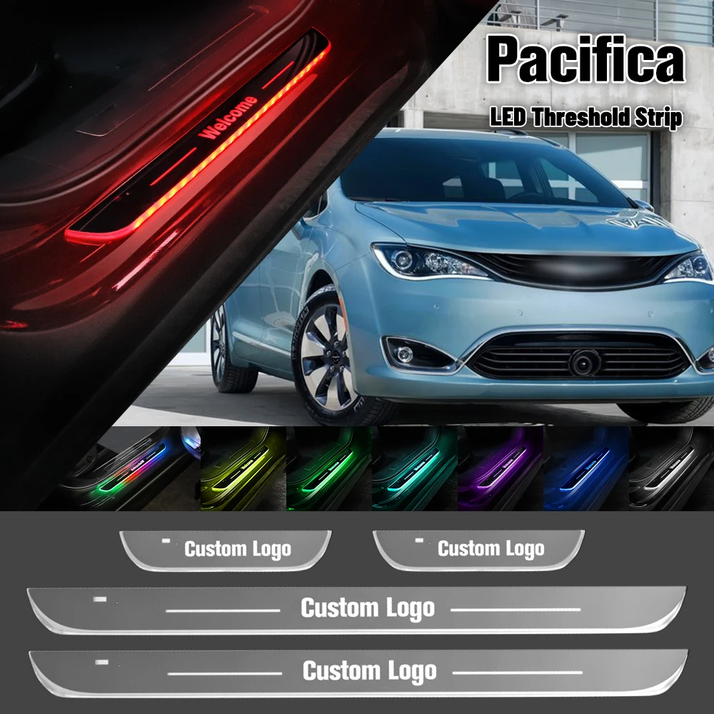 For Chrysler Pacifica 2003-2023 Car Door Sill Light Customized Logo LED 2018 2019 2021 Welcome Threshold Pedal Lamp Accessories