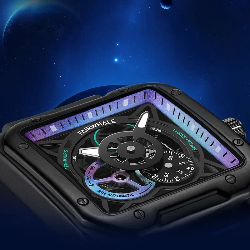 Hollow Tourbillon Automatic Watch Man Fashion Silicone Band Sports Waterproof Glow in The Dark Mechanical Watch Men