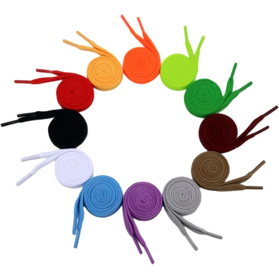 أربطة أحذية مسطحة للأحذية الرياضية، حلقة الركض، أوتار 2 Ps متعددة الأطوال والألوان #3