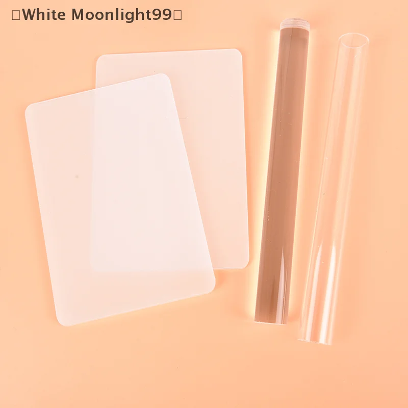 〔White〕2 Pcs/ Set Solid Clay Rolling Pin Acrylic Clay Roller DIY Modelling Clay Tools Accessories