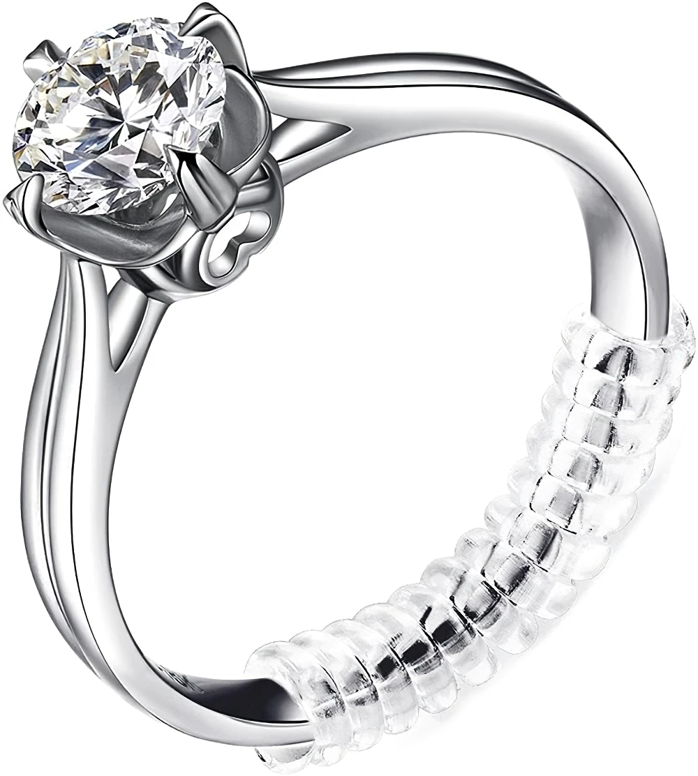 

5 Pack Ring Size Adjuster - with 3 Sizes Clear Ring Sizer Adjuster for Loose Rings,Spiral Silicone Tightener Set