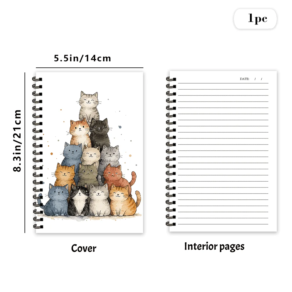 Stacking Cats Themed Notebook 1pc, Blank Lined Pages, Ideal Gift for Note-Taking, Inspiring for Everyone, Perfect for Students