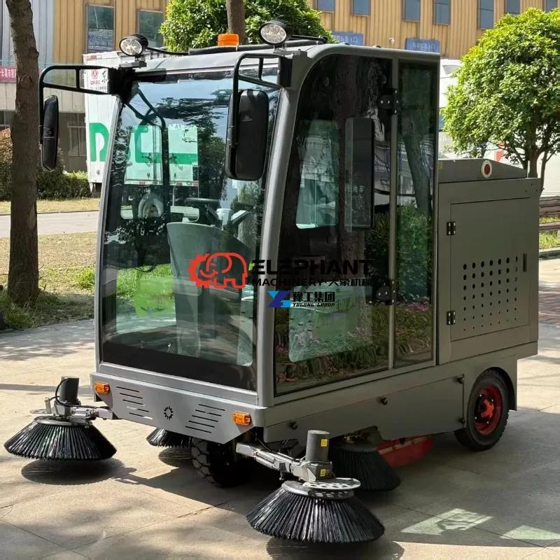Long Working Enclosed Ride on Electric Lithium Road Sweeper for Municipal Factory Street Ground Sanitation Cleaning