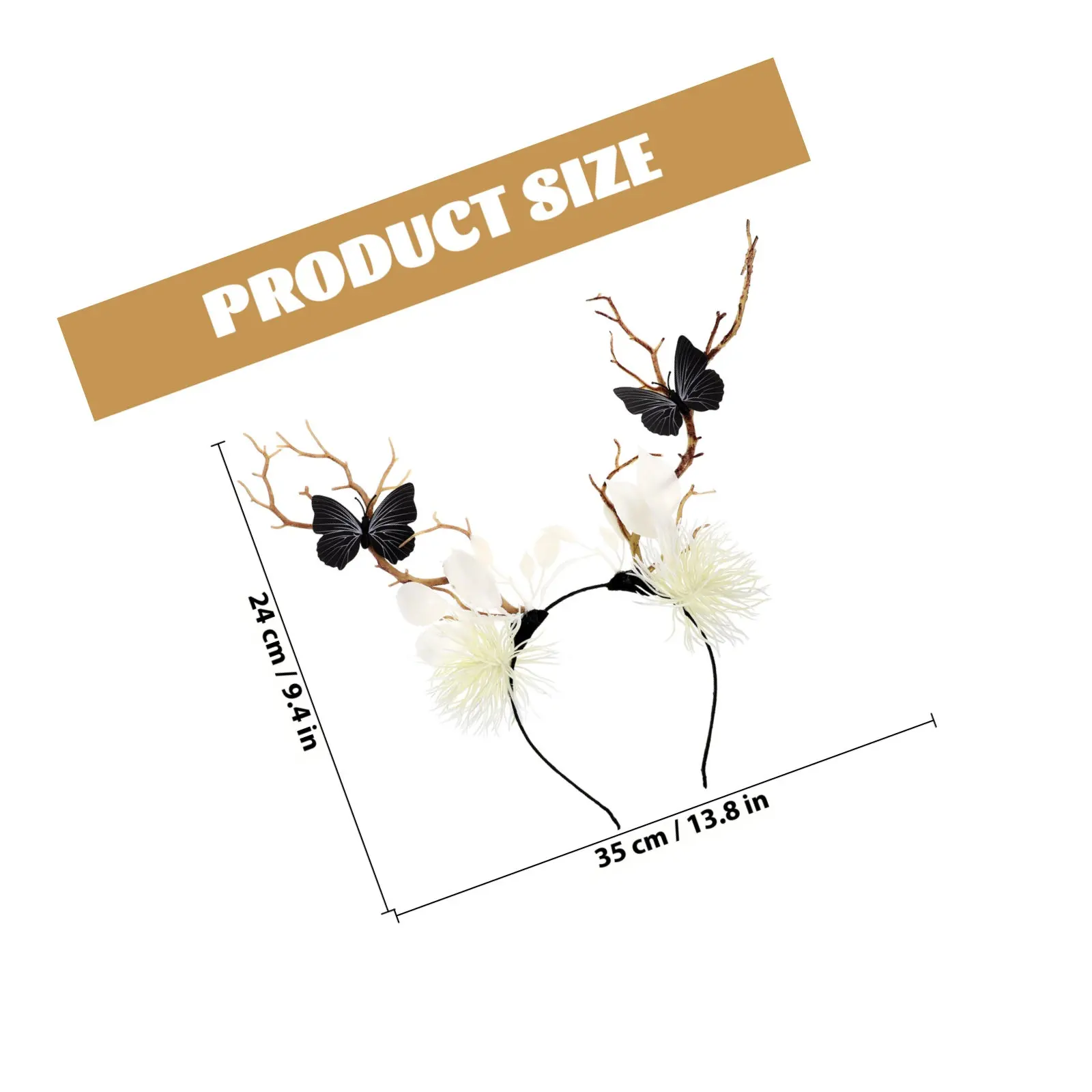 Black Butterfly Branch Hair Hoop Headdress Lightweight Comfortable Party Hair Decoration for Adults Halloween Carnival