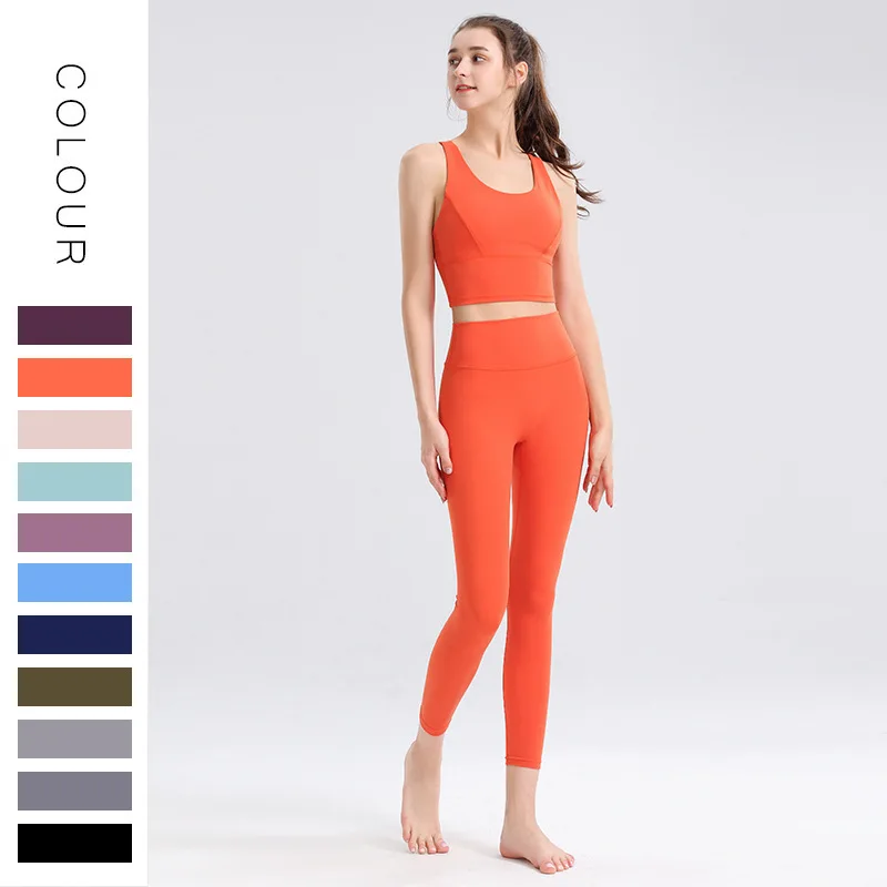 

WESTSHAN EU US Size Luxury Active Wear High Elastic Gym Two-piece Fitness Clothing Set Sports Workout Yoga Bra and Leggings Suit