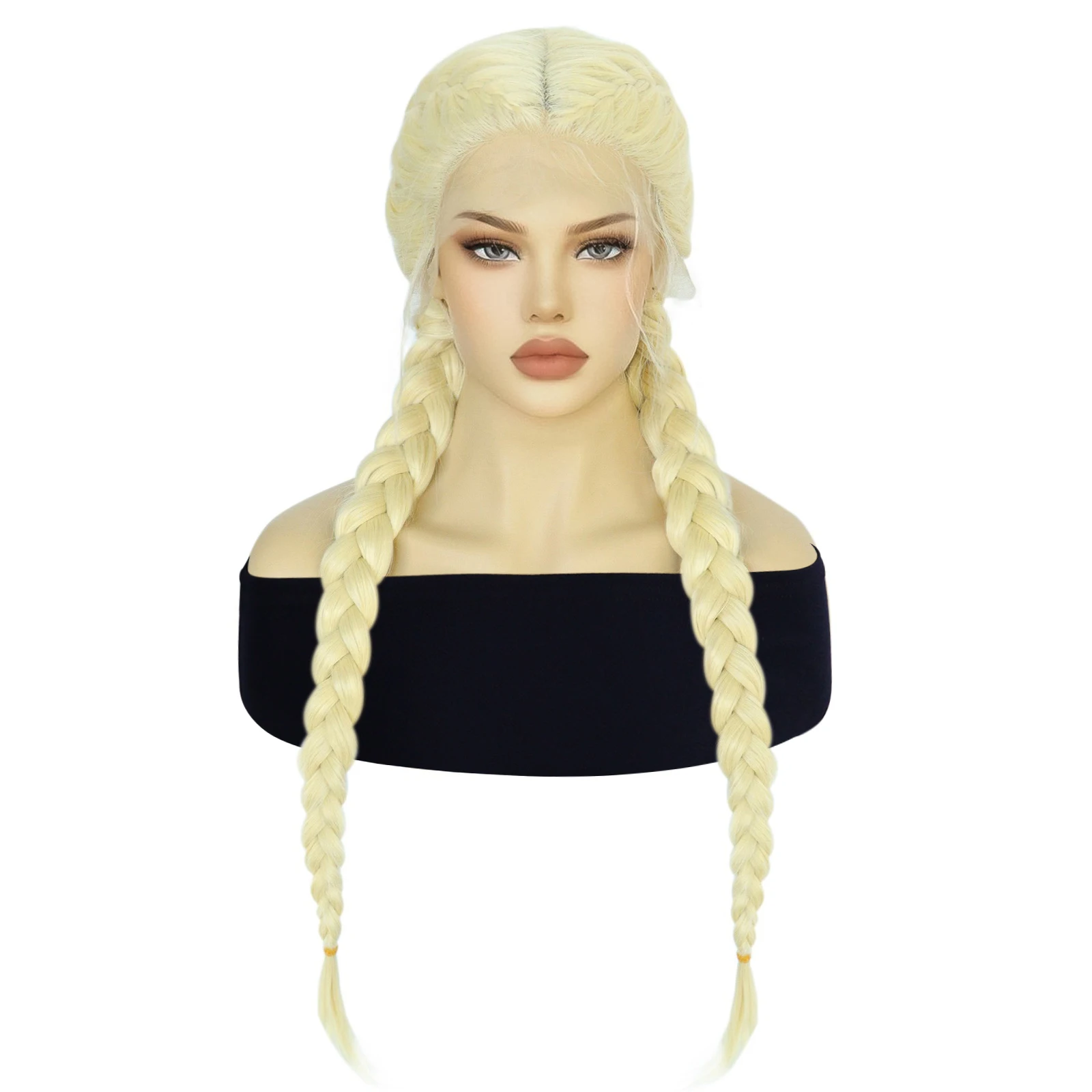 

13*1 Blonde Braided Synthetic Lace Front Wig for Women & 1pc Wig Cap