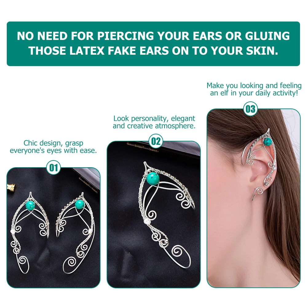 

1Pair Vintage Ear Cuffs for Women Elegant Non Piercing Fairy Earrings Clip Jewelry Gift for Birthday Anniversary Valentine
