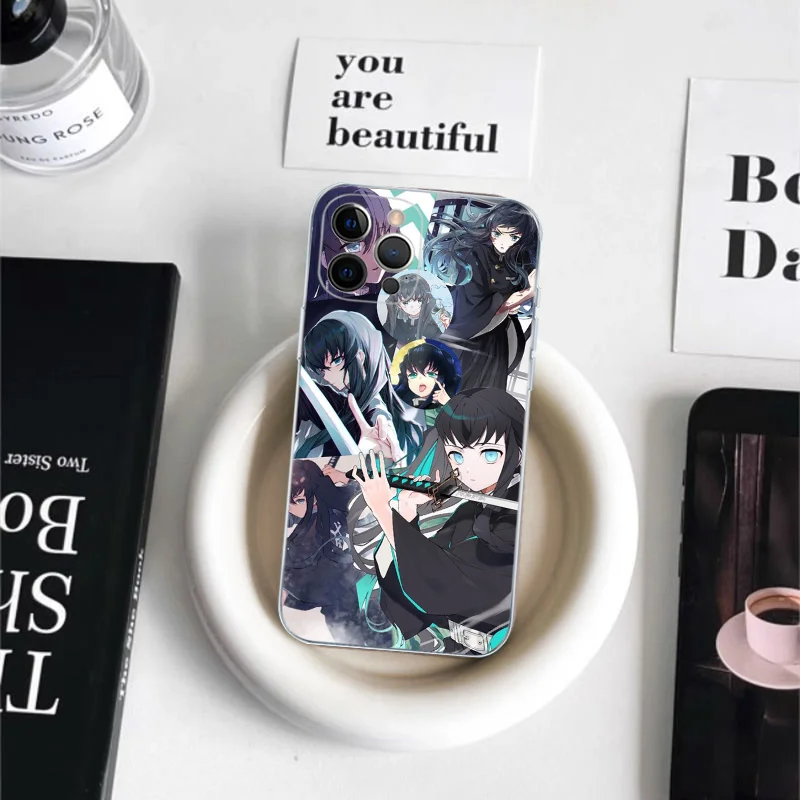 M-Muichiro Tokito Demon Slayer custodia per telefono per iPhone 15 14 11 12 13 Mini Pro XS Max Cover 6 7 8 Plus X XR SE Funda Shell