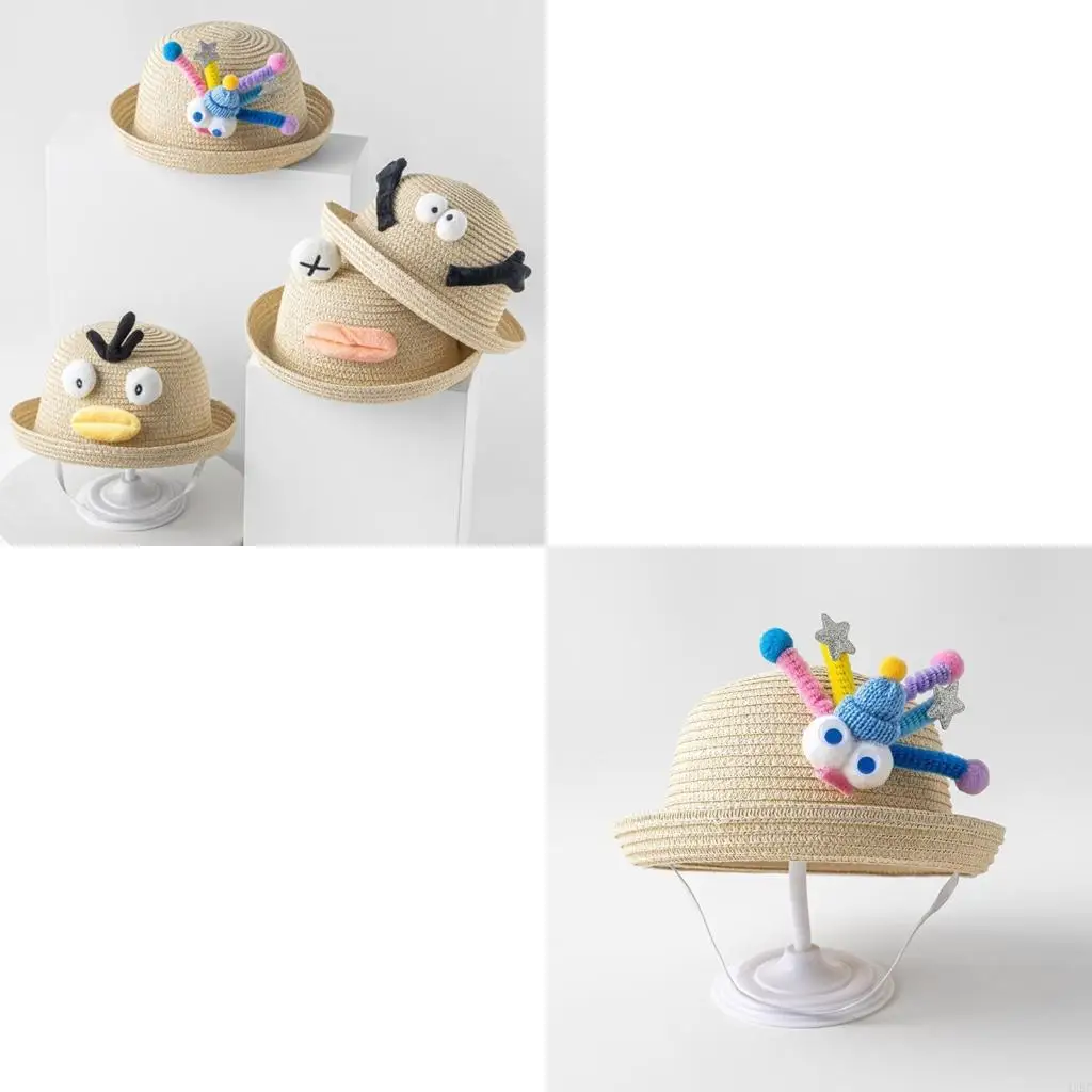 

Summer Children's Straw Hat Baby Sunhat Handsome Travel Beach Caps Boys Girls Sunshade Caps Weaving Basin Hat 4XBC