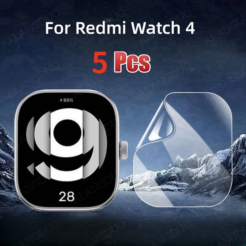 5 PCS Soft Film  For Redmi Watch 4 3 Active Full Cover Hydrogel Film Screen Protector Anti-scratch For Redmi Watch 3 4