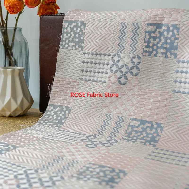 1 meter Embossed Plaid Jacquard Fabric Spring and Autumn Tops Bags Dress Yarn Dyed Decorative Fabric